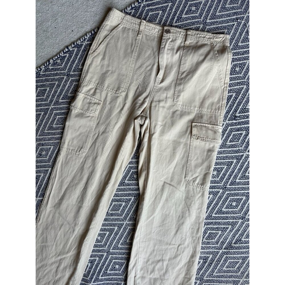 Ladies Signature 8 beige cargo jeans and Zara ribbed L/S crop top SMALL - Picture 7 of 9